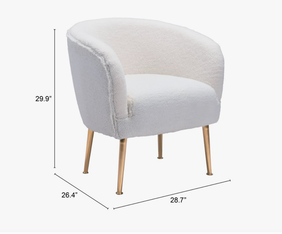 Sherpa Accent Chair Beige & Gold