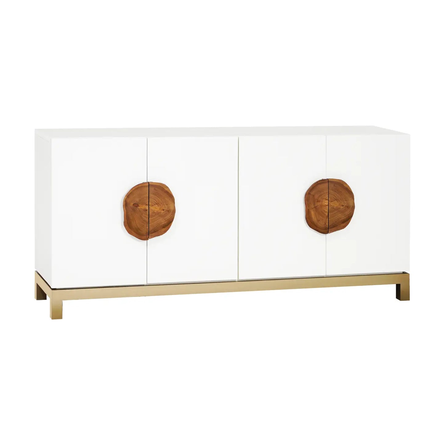 Slice White 4-Door Teak Wood Storage Credenza